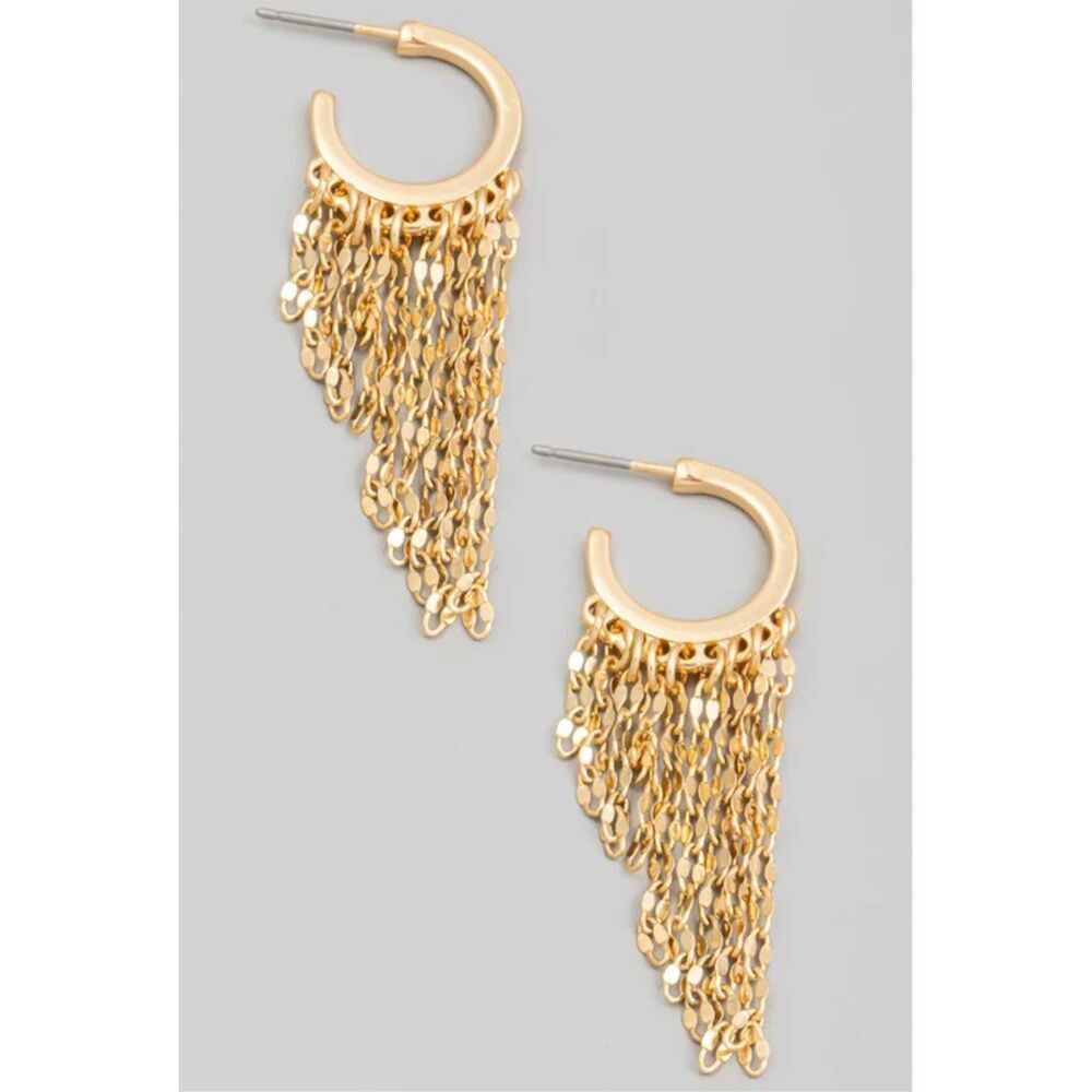 Area Stars 14k Gold Plates Hoop Dangle Chain Link Earrings